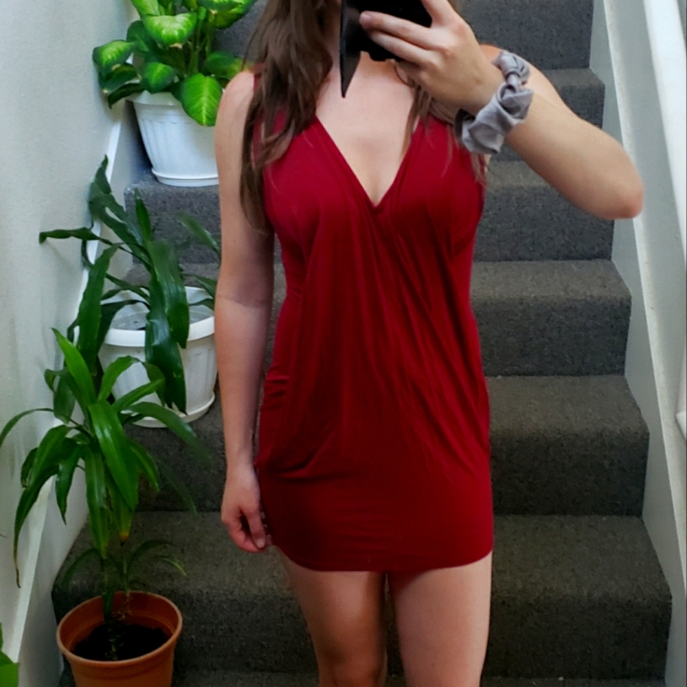 Deep v back cut out dress size small